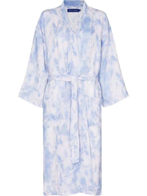 Summer Dusk print linen dressing gown by DESMOND&DEMPSEY