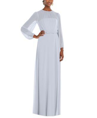 Women's Long-Sleeve Chiffon Gown by DESSY COLLECTION
