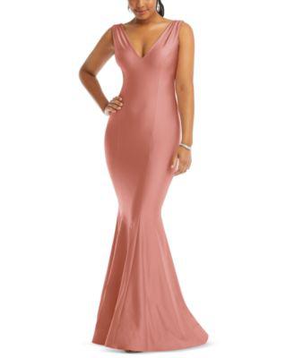 Women's Ruched-Shoulder Sleeveless Mermaid Gown by DESSY COLLECTION
