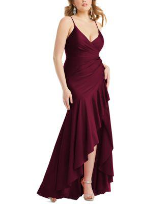 Women's Ruffled High-Low Sleeveless Gown by DESSY COLLECTION
