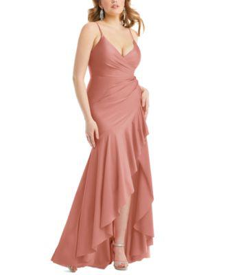 Women's Ruffled High-Low Sleeveless Gown by DESSY COLLECTION