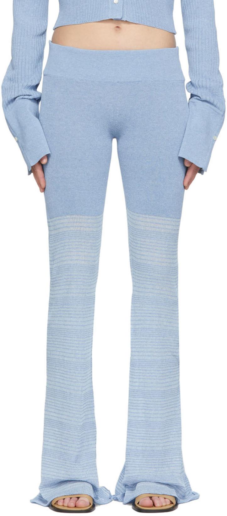 Blue Polyester Lounge Pants by DETERM;