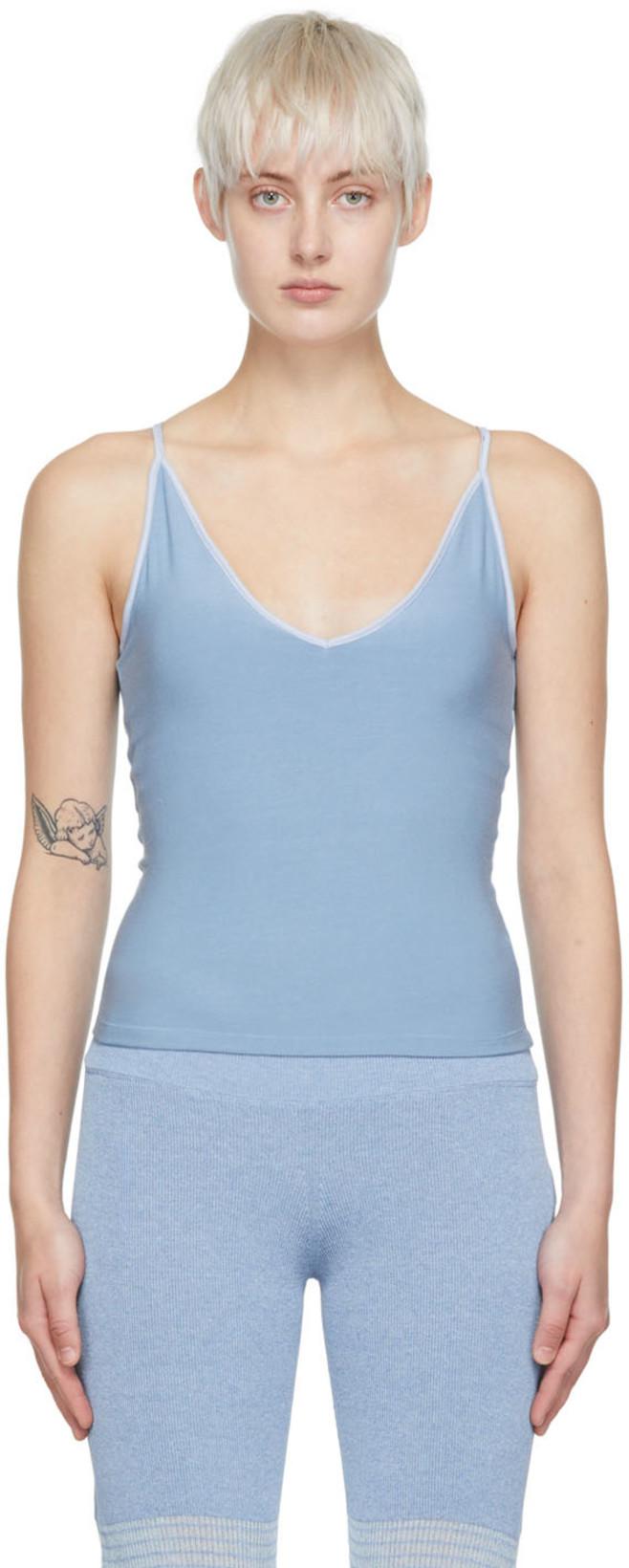 Blue Rayon Tank Top by DETERM;