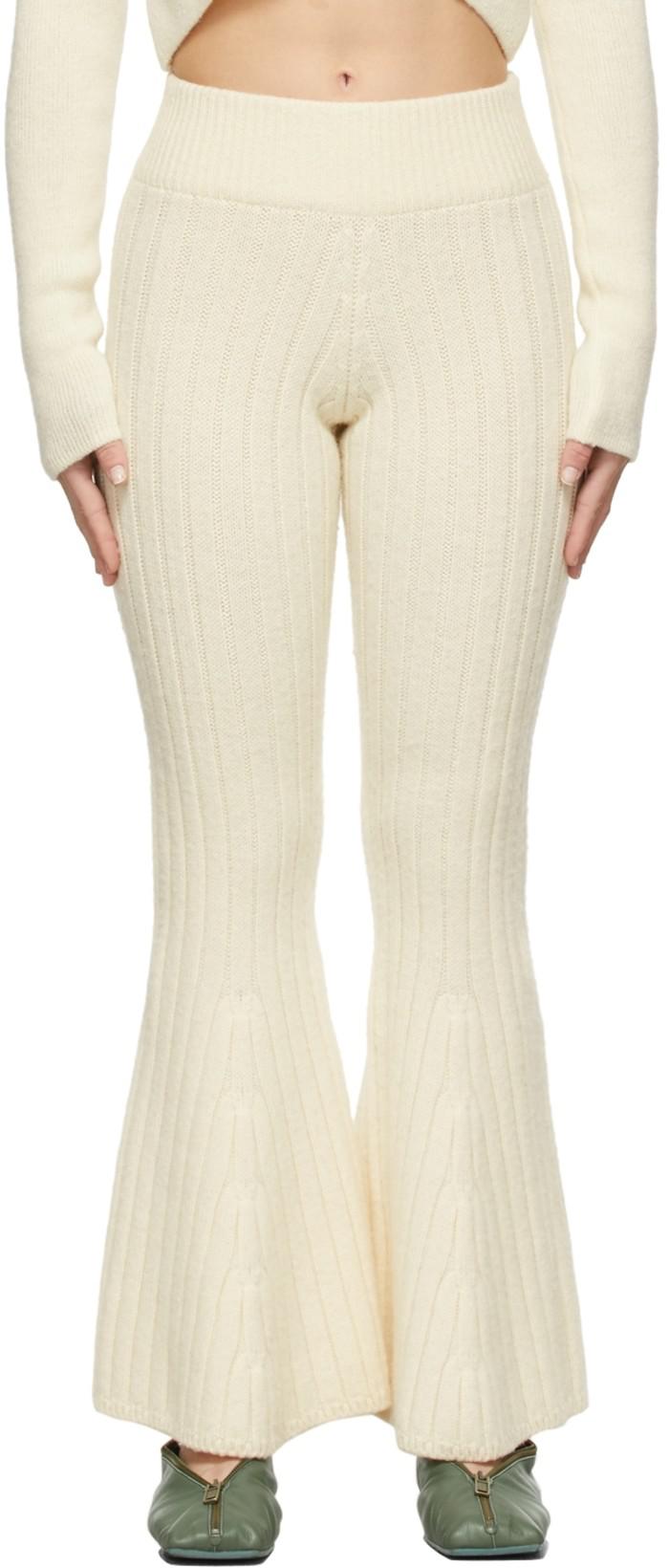 Off-White Flared Knit Pants by DETERM;