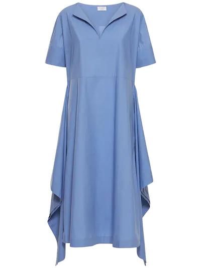 Octavia cotton poplin wide midi dress by DEVEAUX NEW YORK