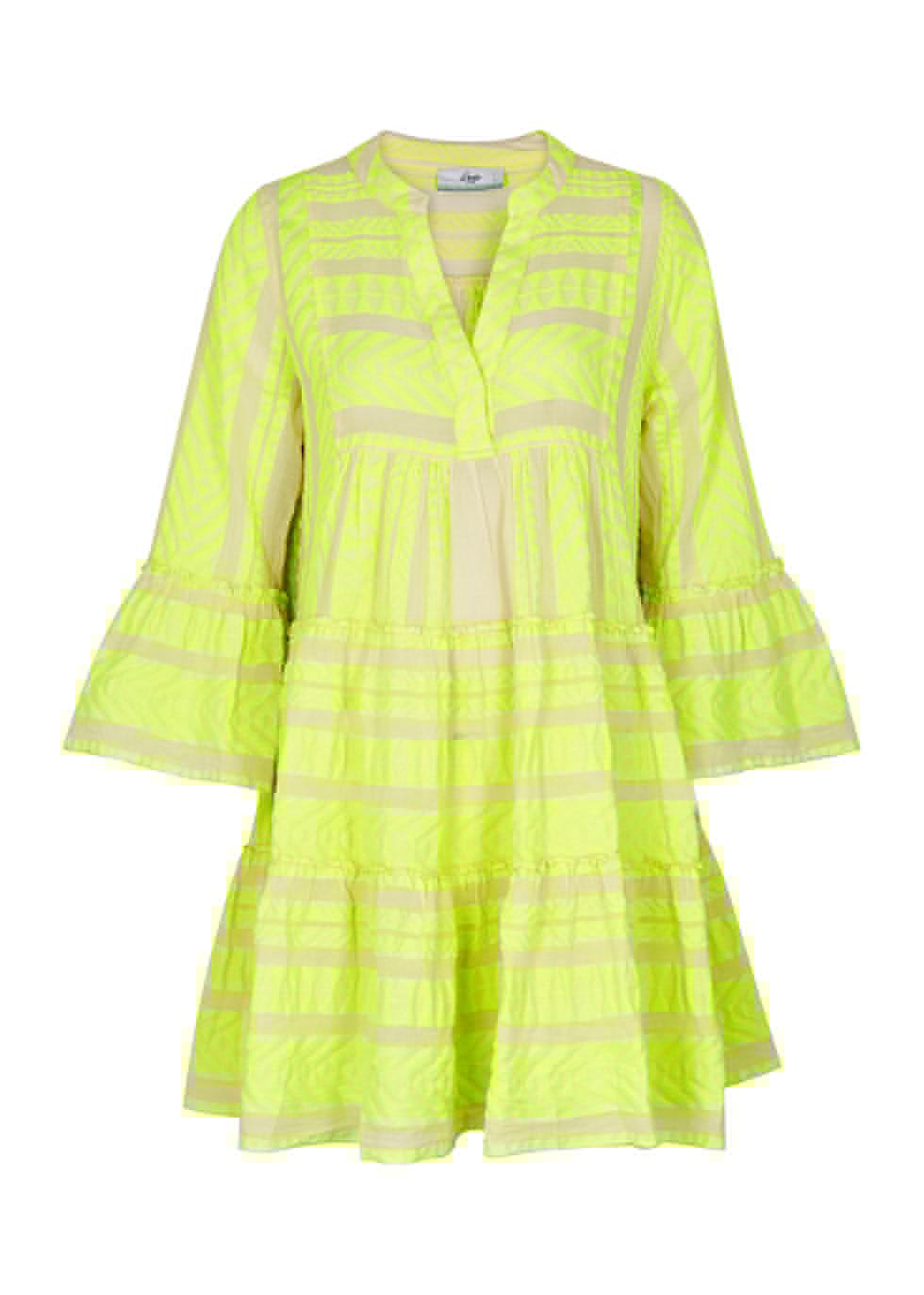 Ella neon yellow embroidered cotton mini dress by DEVOTION