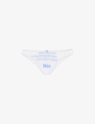 Wet Script graphic-print recycled polyester-blend briefs by DI PETSA