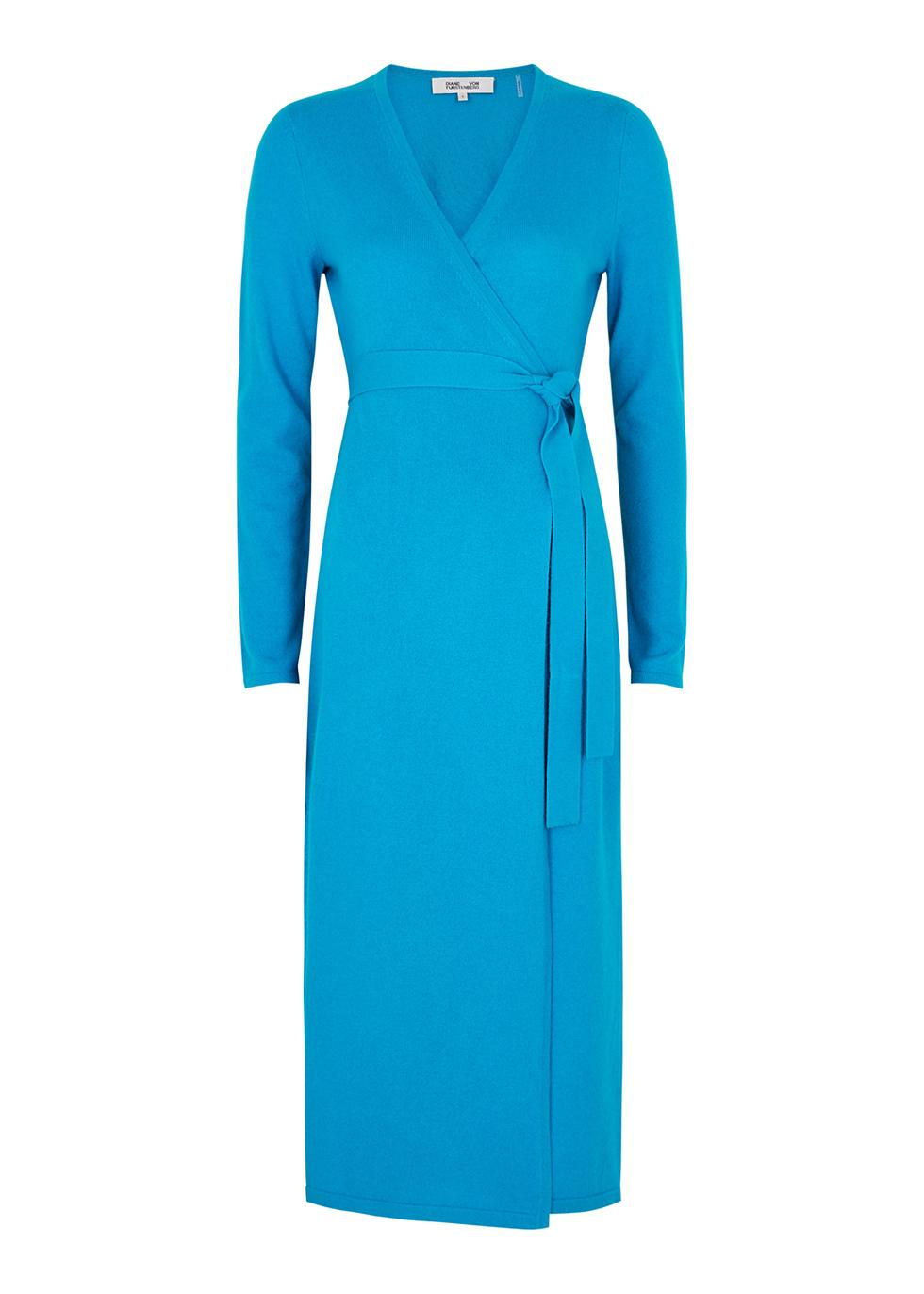 Astrid blue wool-blend wrap dress by DIANE VON FURSTENBERG