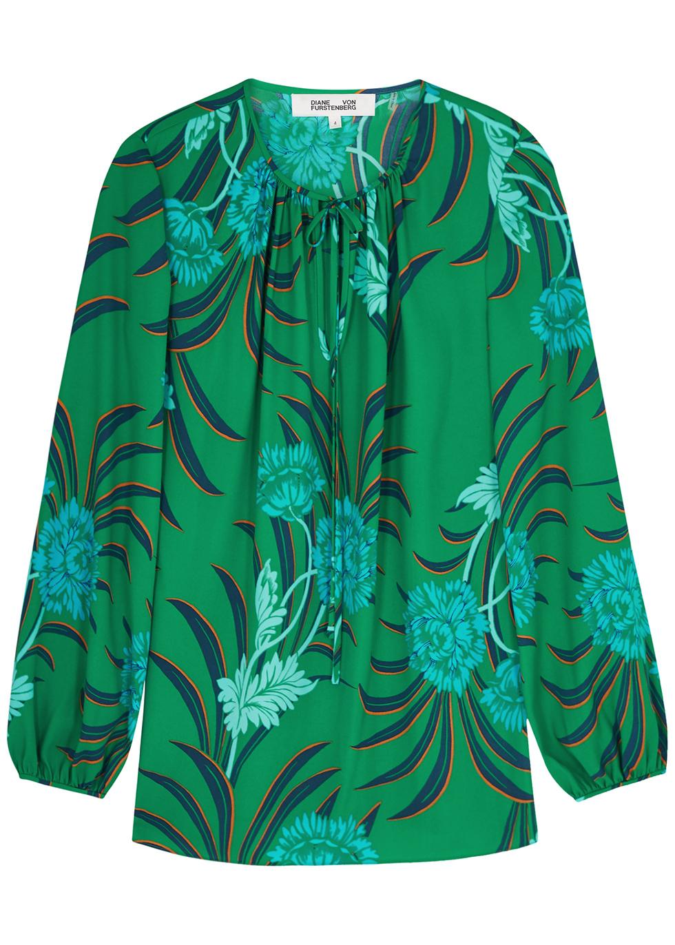 Freddie floral-print crepe de chine blouse by DIANE VON FURSTENBERG