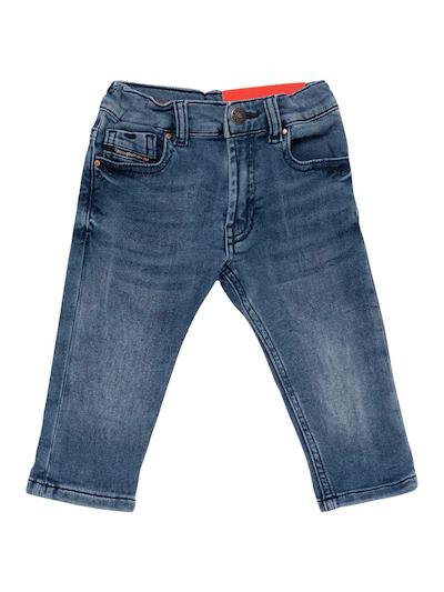 Washed stretch cotton denim jeans by DIESEL KIDS
