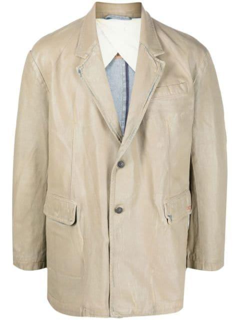 coated-finish single-breasted jacket by DIESEL