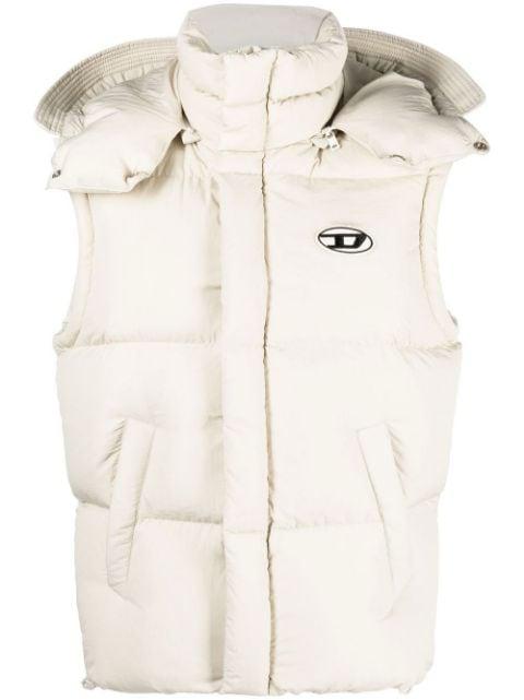 logo-patch hoodied gilet by DIESEL
