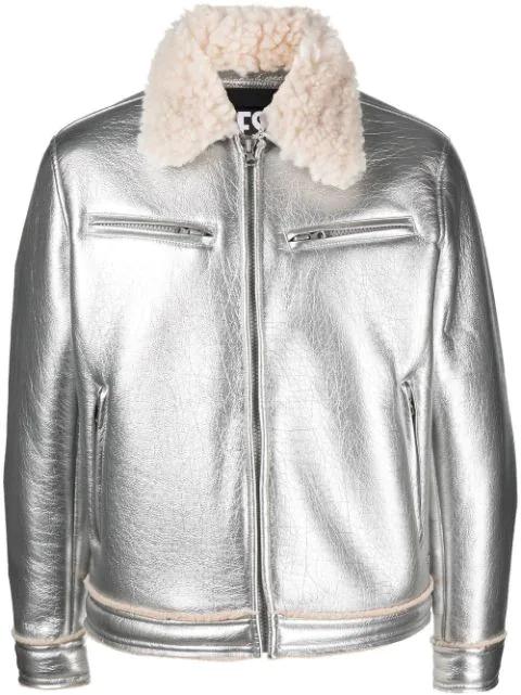 metallic faux-shearling jacket by DIESEL