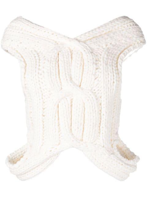 cable-knit V-neck vest by DION LEE