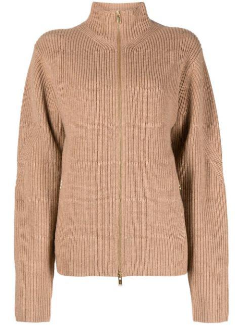 ribbed-knit zip-up cardigan by DION LEE