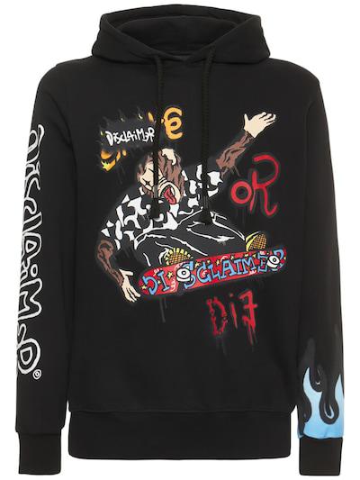 Skater Monkey printed cotton hoodie by DISCLAIMER