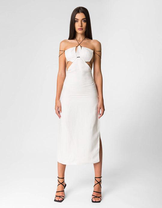 Emma Linen-Blend White Dress by DIVALO TRANSYLVANIA