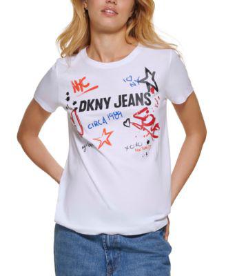 Women's Graffiti-Graphic Logo Short-Sleeve T-Shirt by DKNY JEANS