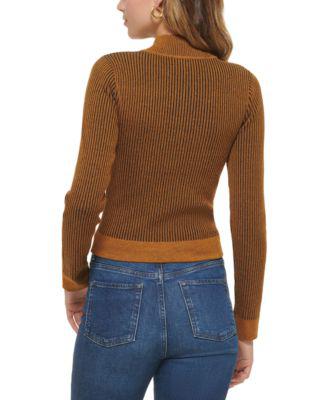 Women's Half-Zip Mock-Neck Ribbed Sweater by DKNY JEANS