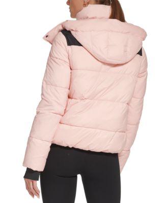 dkny colour block puffer jacket