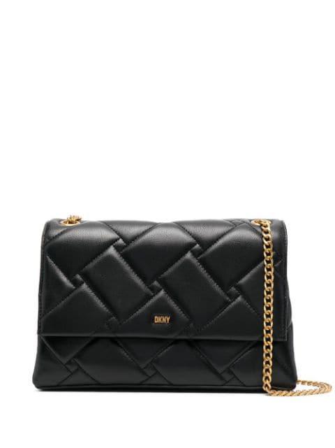 logo-plaque quilted shoulder bag by DKNY