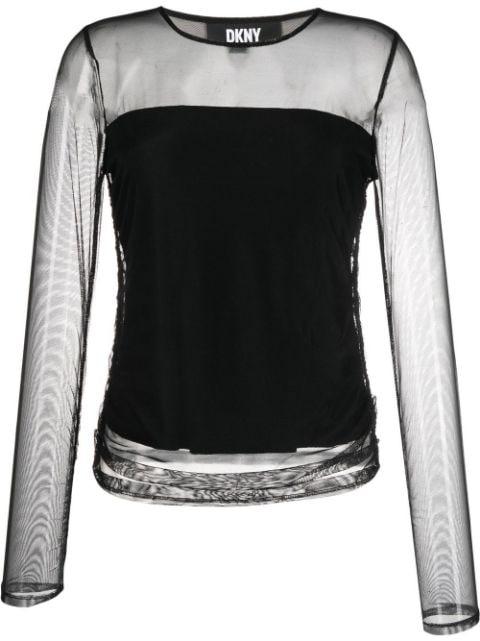 semi-sheer long-sleeve top by DKNY