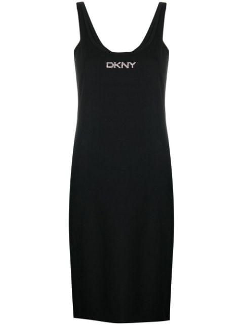 studded-logo tank dress by DKNY