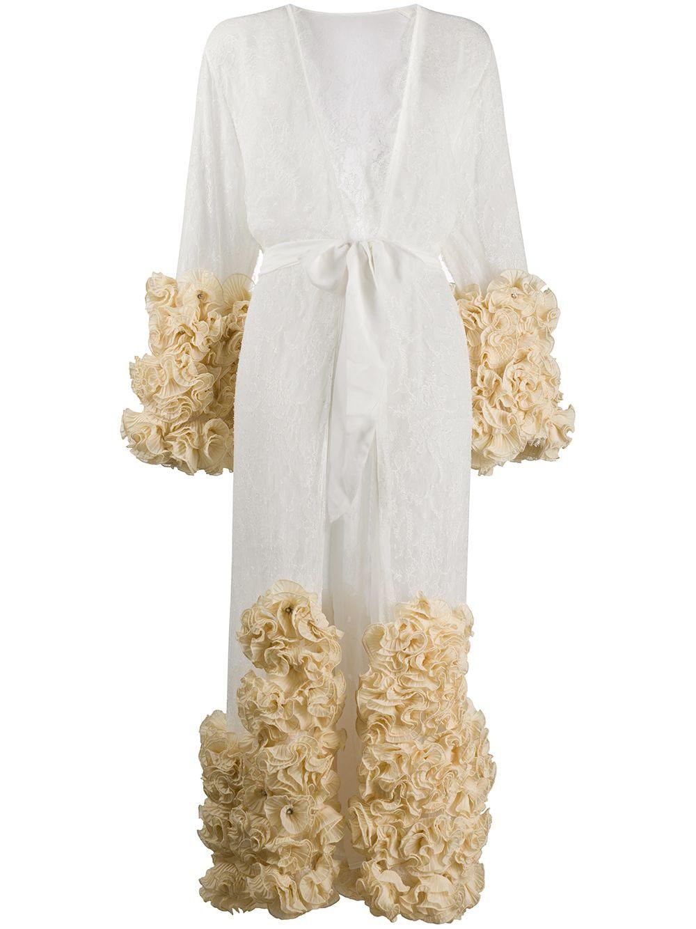 rose-appliqué lace dressing gown by DOLCI FOLLIE