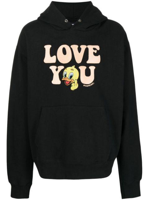 Love You graphic-print hoodie by DOMREBEL