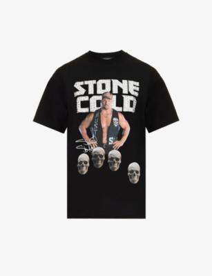 Stone Cold graphic-print crystal-embellished cotton-jersey T-shirt by DOMREBEL
