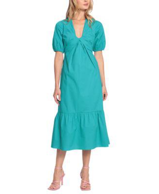 Women's Gathered-Neck Puff-Sleeve Maxi Dress by DONNA MORGAN