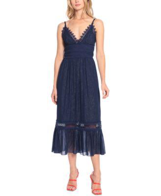 Women's Lace-Trimmed Midi Dress by DONNA MORGAN