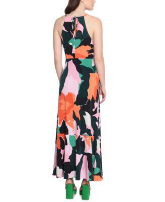 Women's Printed Tiered Halter Dress by DONNA MORGAN