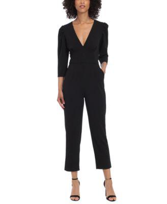 Women's V-Neck 3/4-Sleeve Jumpsuit by DONNA MORGAN