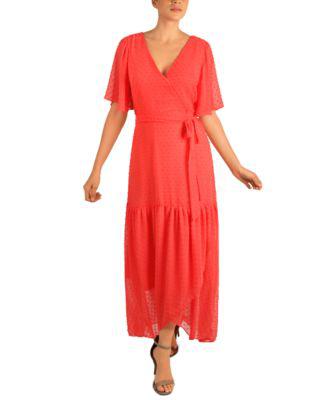 Tie-Belted Chiffon High-Low Maxi Dress by DONNA RICCO