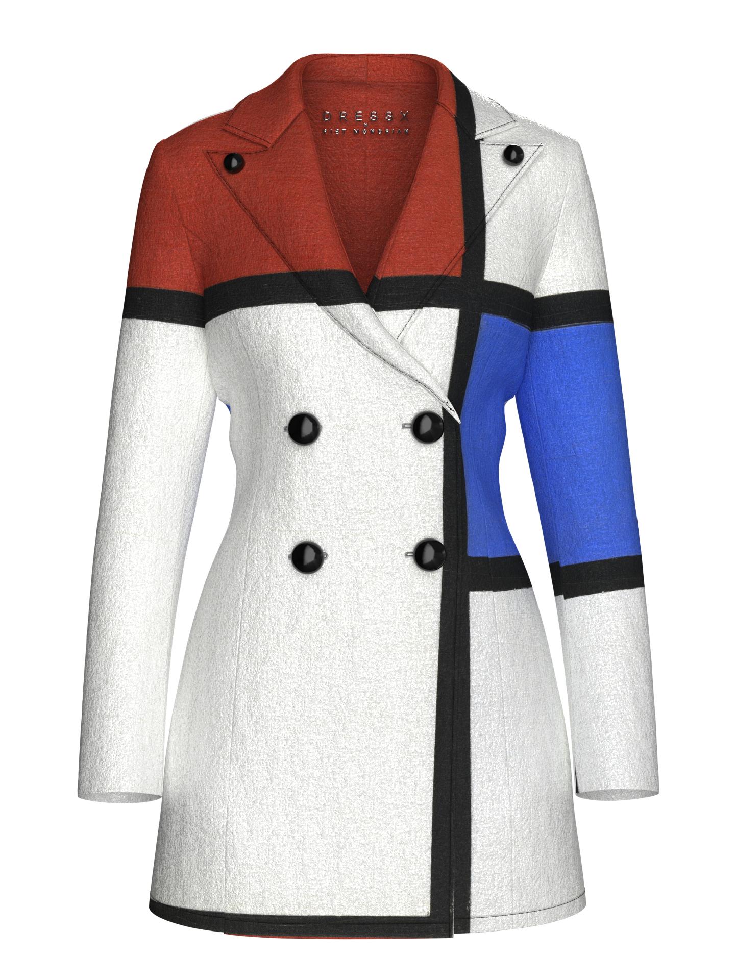 Blazer Dress- Composition No. II with Red and Blue by DRESSX PIET MONDRIAN