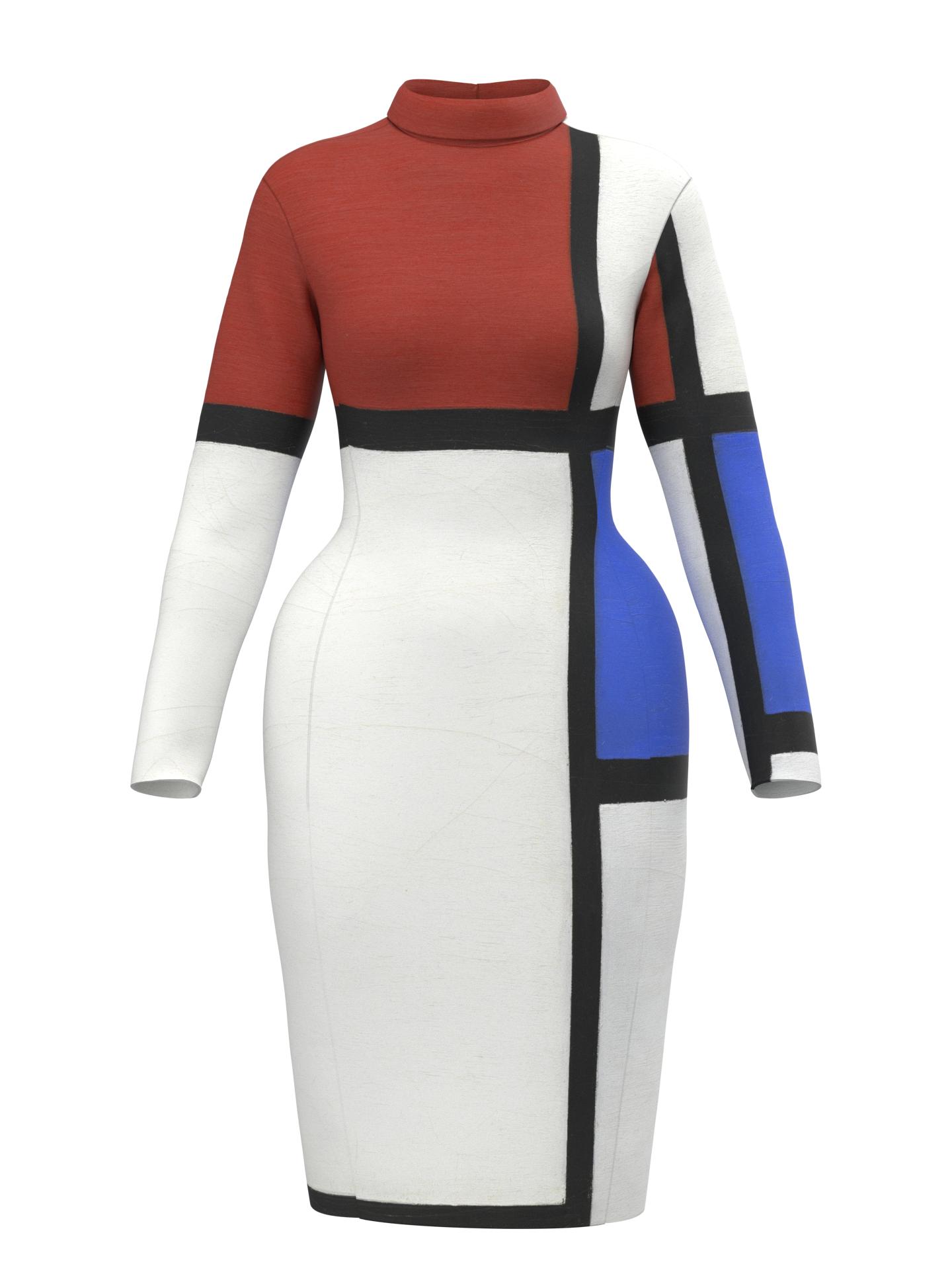 Space Dress- Composition No. II with Red and Blue by DRESSX PIET MONDRIAN