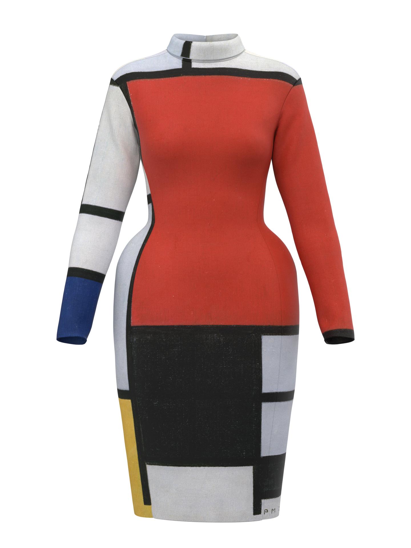 Space Dress-Composition with Red, Yellow, Blue and Black by DRESSX PIET MONDRIAN