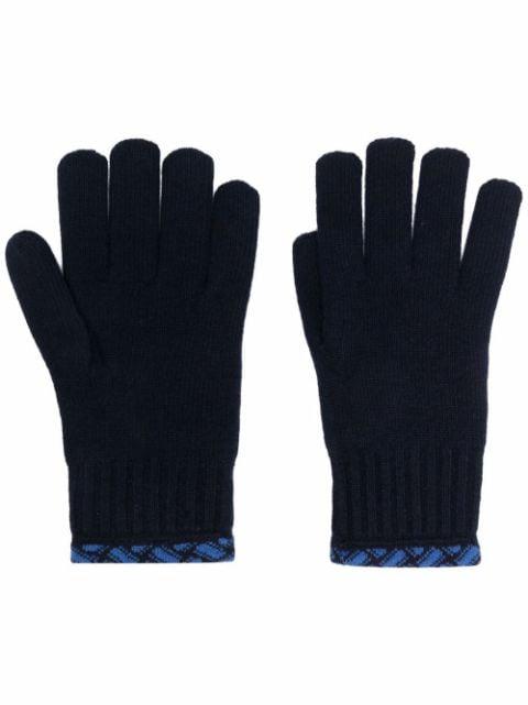 raf simons contrast knitted gloves