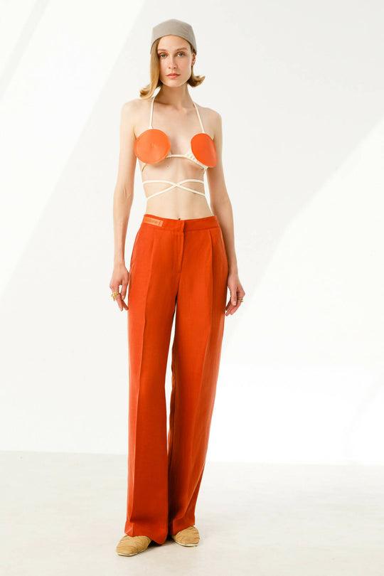 ROJI LINEN PANTS TERRACOTTA by ECOTONE.ONLINE | jellibeans