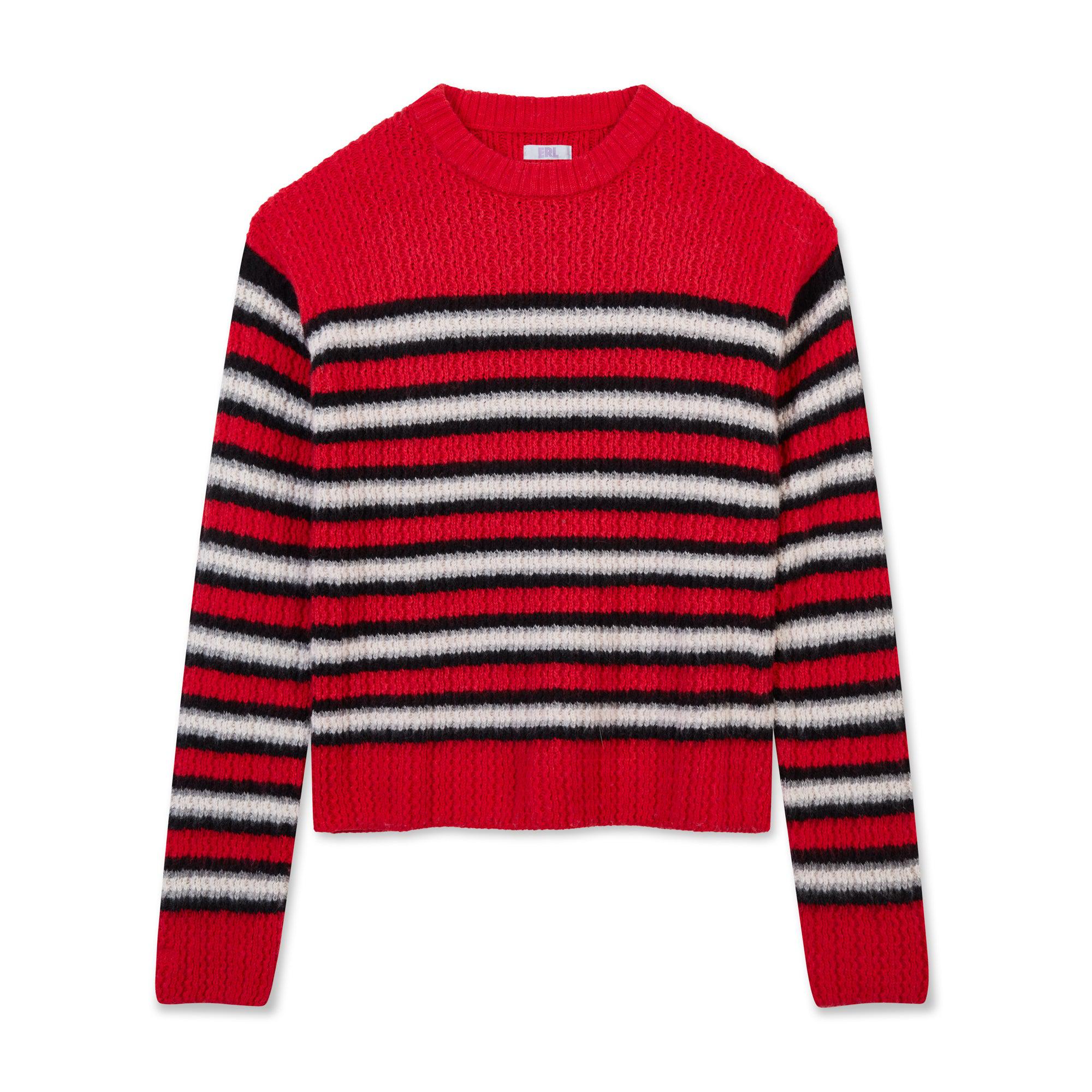 ERL Stripes Crew Neck Sweater (Red) by ERL