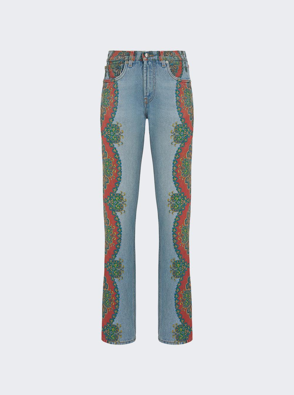 Womens Jeans Etro Jeans Etro Denim Patchwork Tapered-leg Jeans in Green 