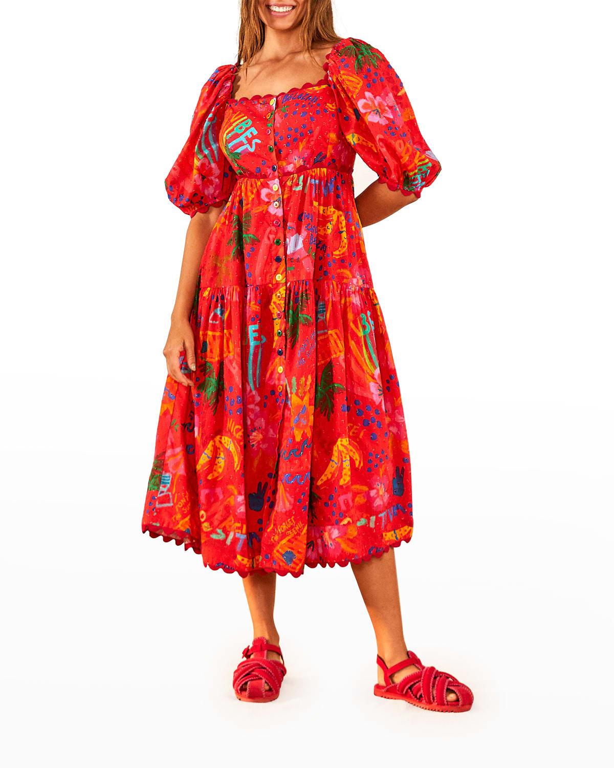 farm rio red pepper midi dress