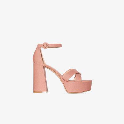 pink Sheridan 70 satin platform sandals by GIANVITO ROSSI