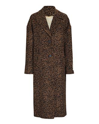 leopard-jacquard wool-blend coat 