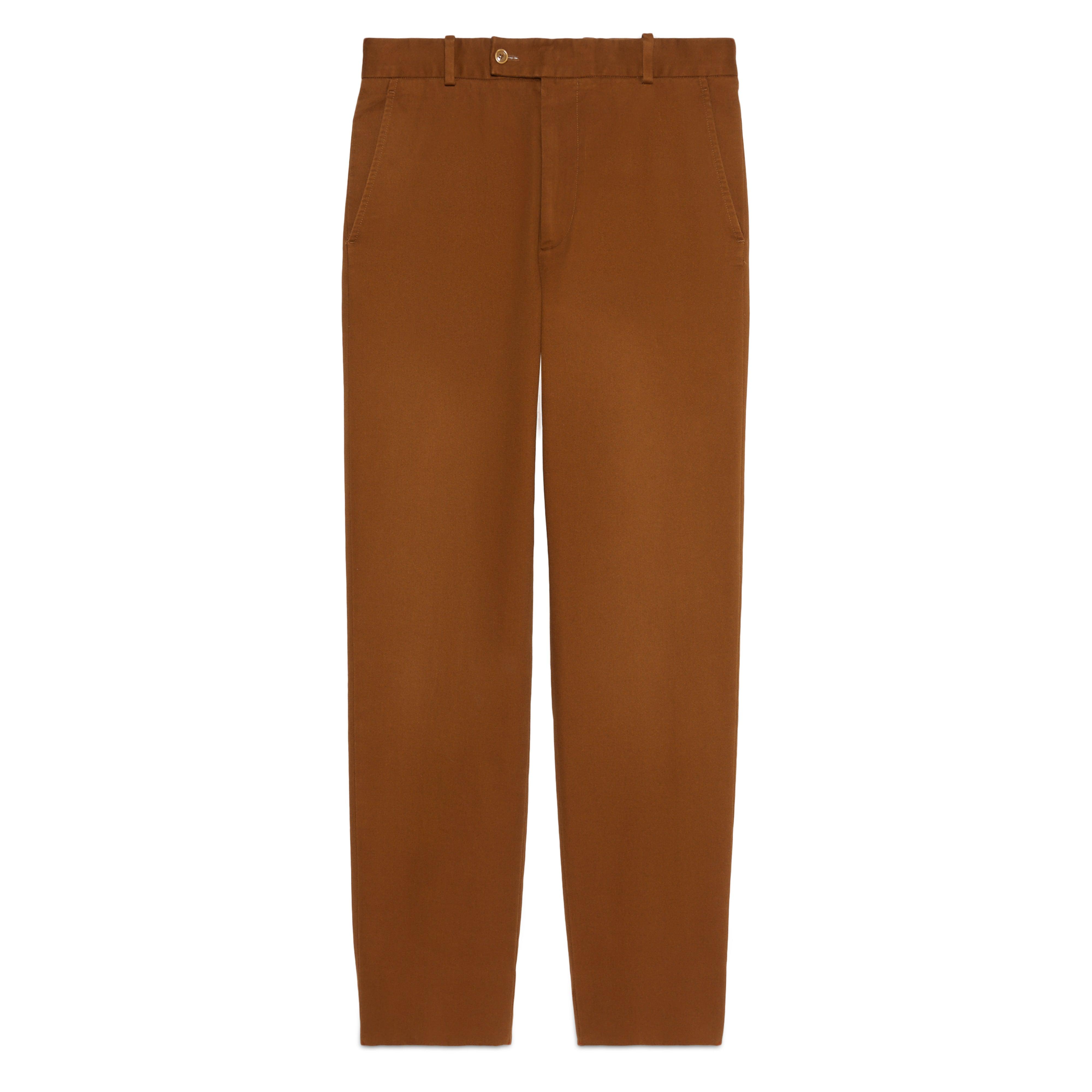 Gucci Men's Cotton Drill Trouser (Brown) by GUCCI
