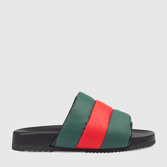 Gucci Men's Padded Web Slide Sandals 