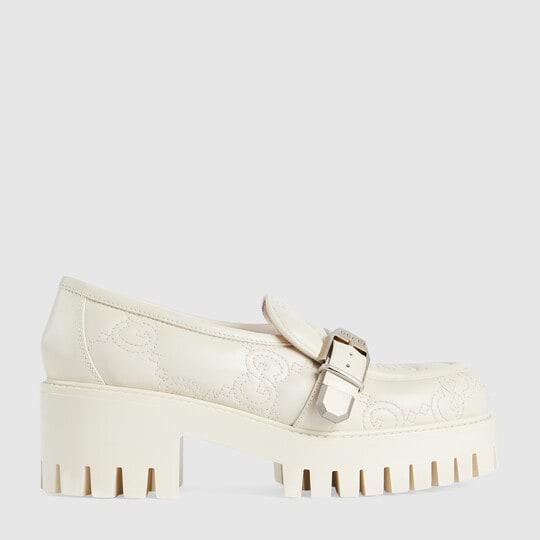 Women's GG quilted shoe in off white leather by GUCCI