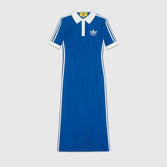 adidas x Gucci cotton jersey dress in blue by GUCCI