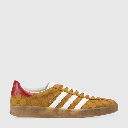 adidas x Gucci men's Gazelle sneaker in beige and brown Original GG canvas by GUCCI